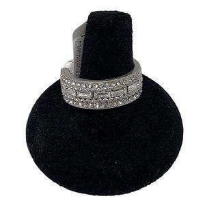 Lia Sophia Womens Silver Tone Crystals Ring 10